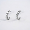 Men's Sterling Silver Bali Hoop Studs Earrings