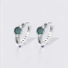 Men's Sterling Green Cubic Zirconia Inlay Hoop Earrings