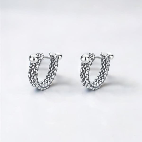 Boucles d'oreille argent maille homme femme creoles hoop