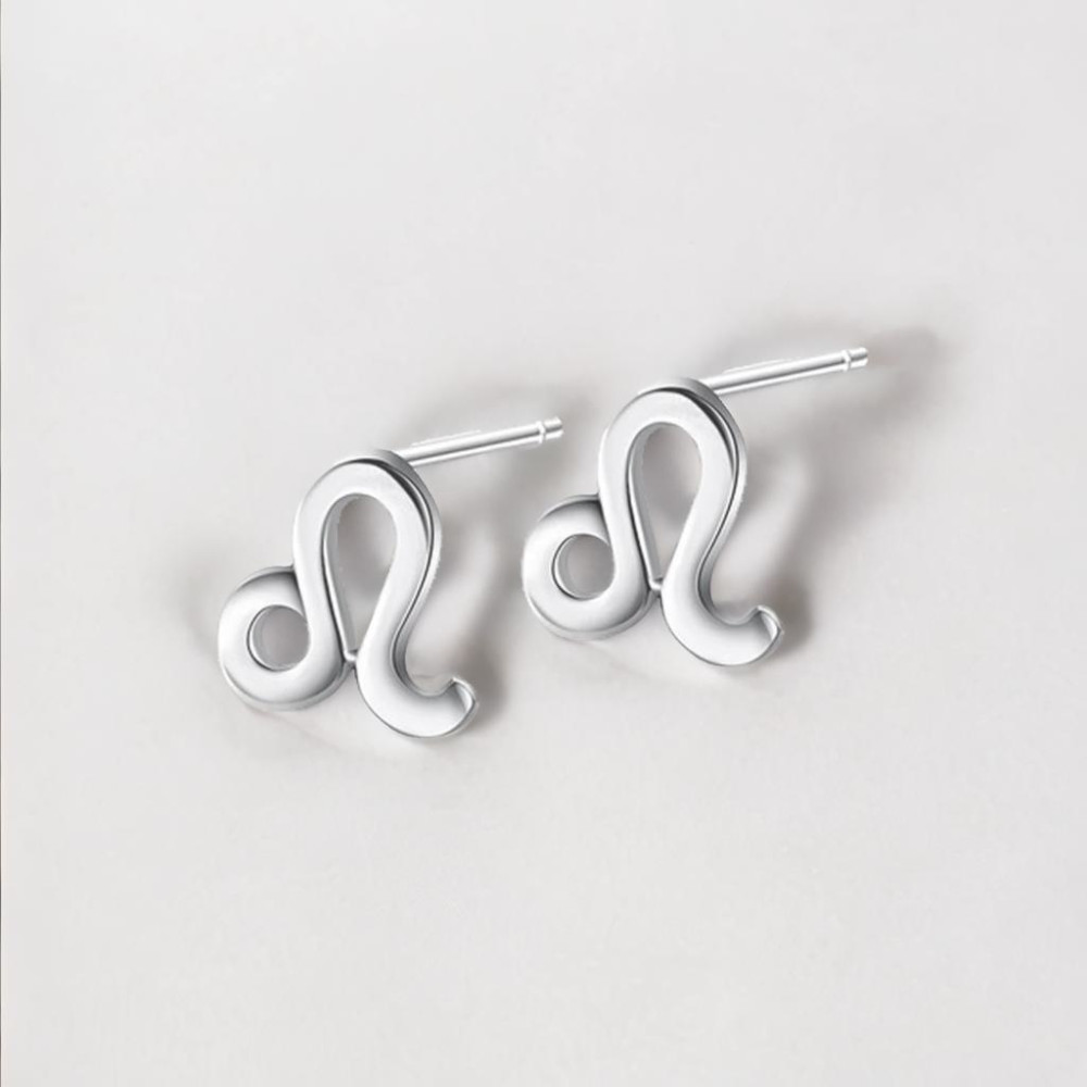 Sterling Silver Stud Earrings Zodiac Leo