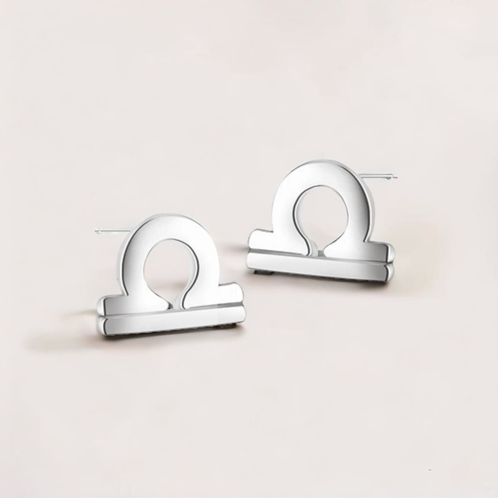 Sterling Silver Stud Earrings Zodiac Libra