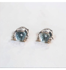 Herren-Ohrstecker aus Silber mit Schlangenstein und Topas