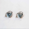 Men's silver snake stud earrings with topaz stone