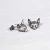 Pendientes de hombre con forma de gato en plata