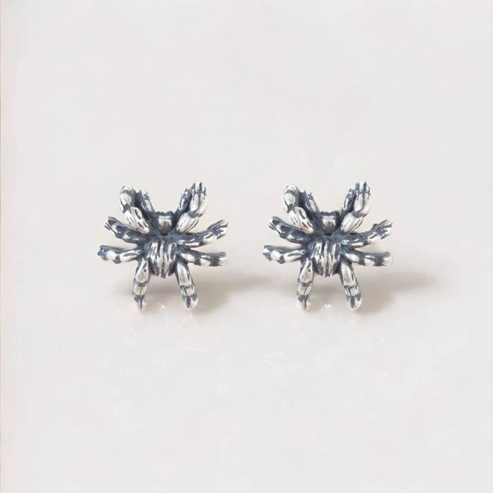 Silver Spider Stud Earrings for Men and Women