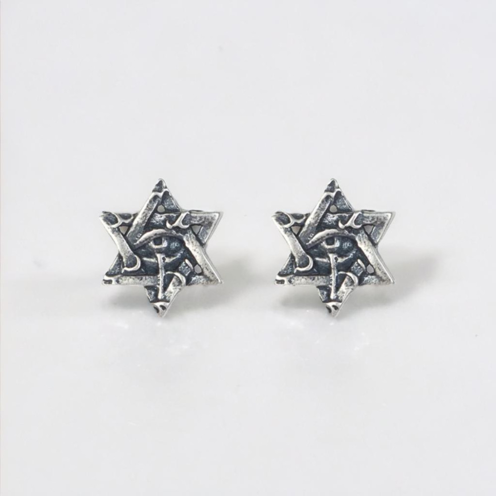 Silver Star of David Stud Earrings