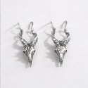 Silver Goat Skull Stud Earrings for Men