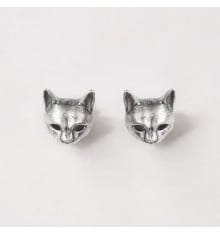 Men's silver cat stud earrings