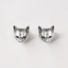 Men's silver cat stud earrings