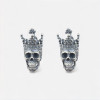 Silver Crowned Skull Stud Earrings for Men