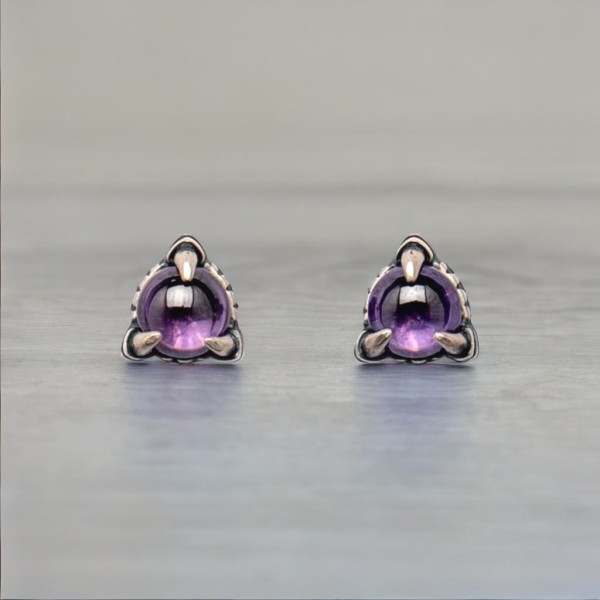 Boucles d'oreilles clous argent griffe oxyde zirconium