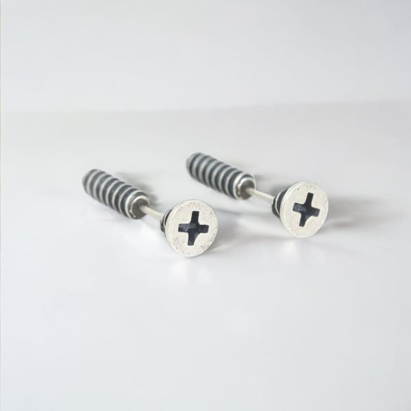 Boucles d'oreilles clous argent 925 gamme vis