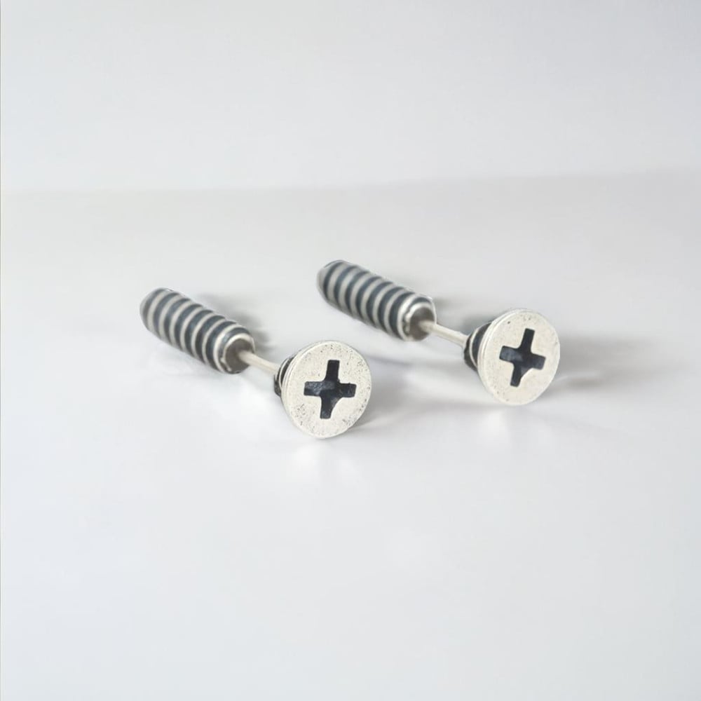 Boucles d'oreilles clous argent 925 gamme vis