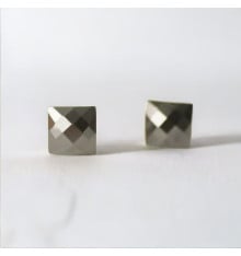 Minimalist black ceramic silver stud earrings