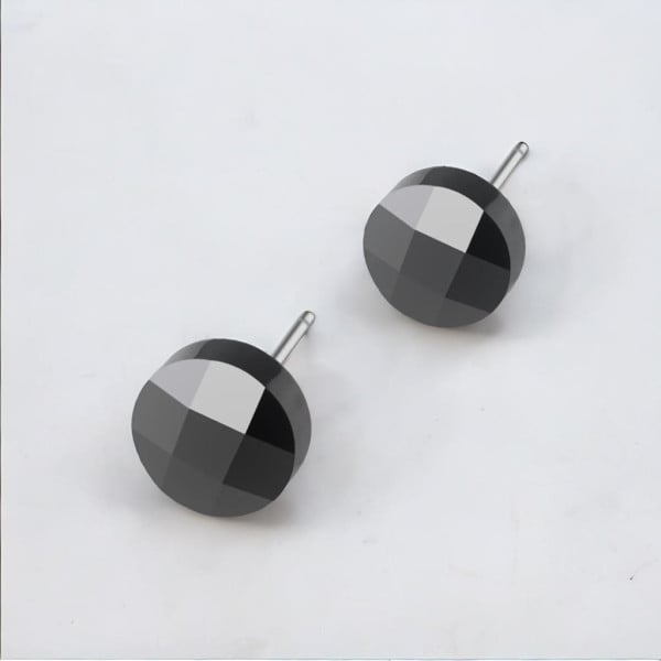 Boucles d'oreilles clous argent minimaliste ceramique noir