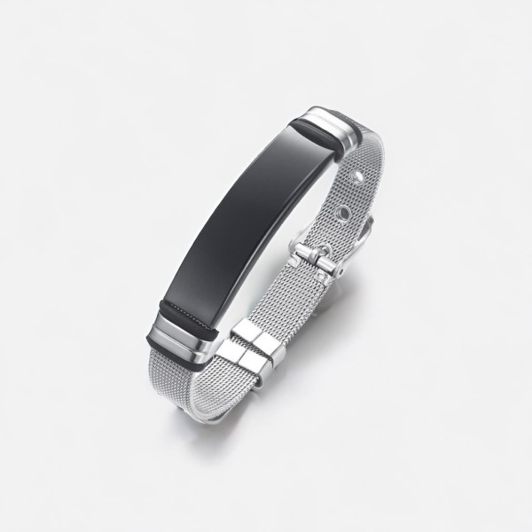 Bracelet personnalise gourmette acier gravure personnalise reglable