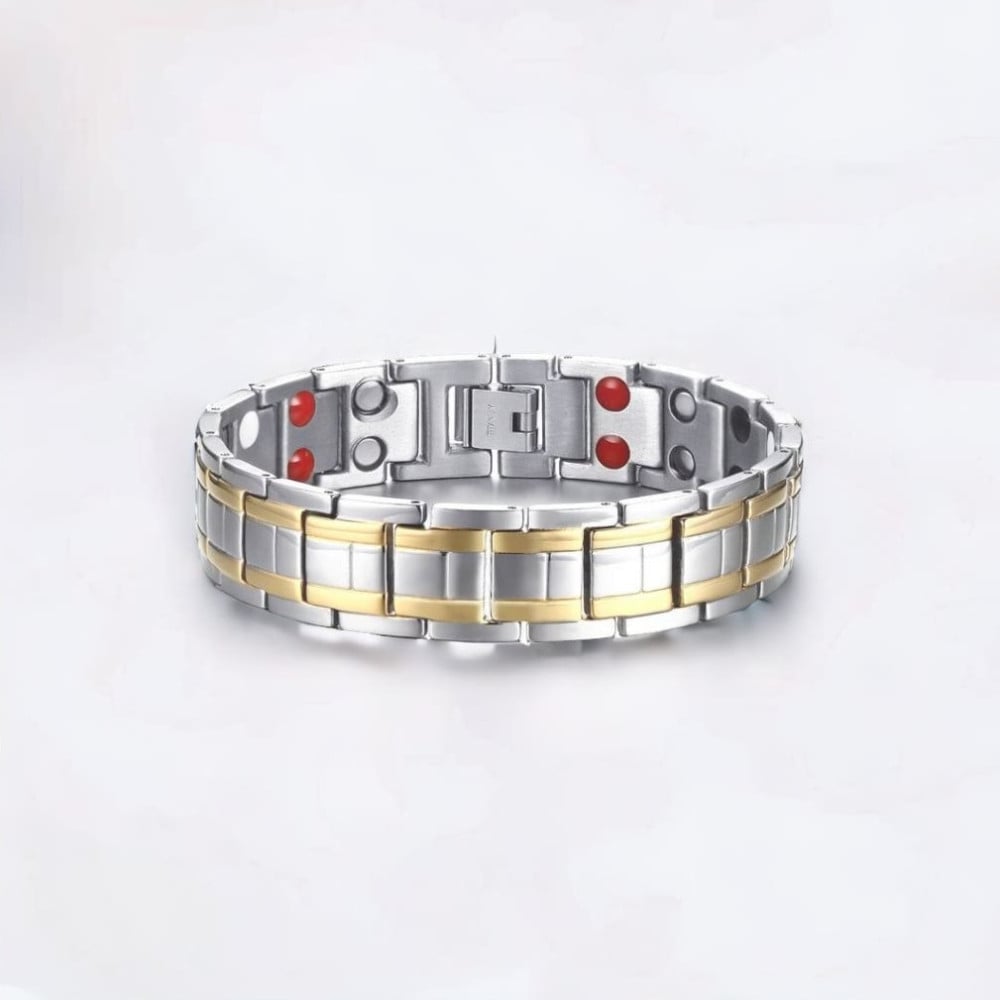 Herenarmband van 2-kleurig magnetisch staal