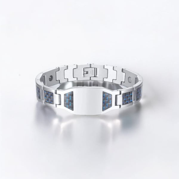 Bracelet personnalise homme gourmette acier fibre de carbone