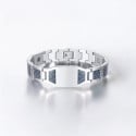 Personalized men's carbon fiber steel curb bracelet
