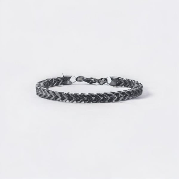 Bracelet homme chaine acier plaque noir