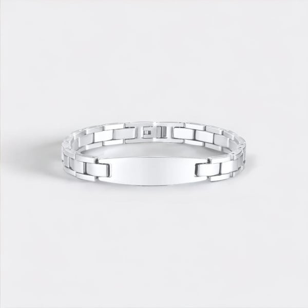 Pulsera de hombre personalizada con bordillo de acero para grabar