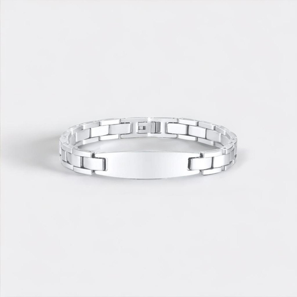 Men's Stainless Steel High Polished ID Chain Bracelet