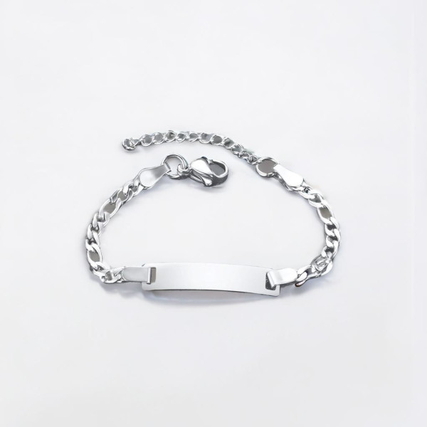 Bracciale per bambini personalizzato con incisione sulla catena barbazzale in acciaio
