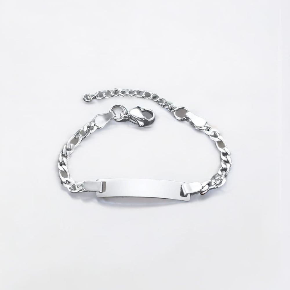 Customizable engraved steel chain bracelet for children