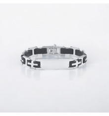 Gepersonaliseerde stalen en rubberen kinarmband voor heren