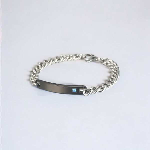 Bracelet couple personnalisable gourmette chaine acier zirconium