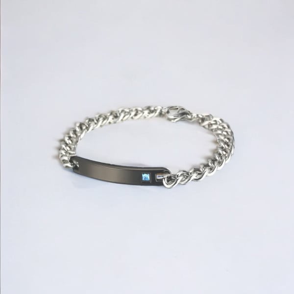 Bracelet couple personnalisable gourmette chaine acier zirconium