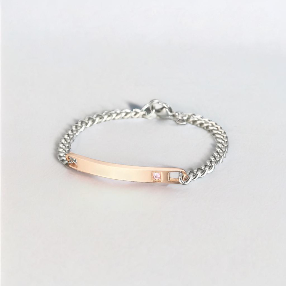 Bracelet couple personnalisable gourmette chaine acier zirconium