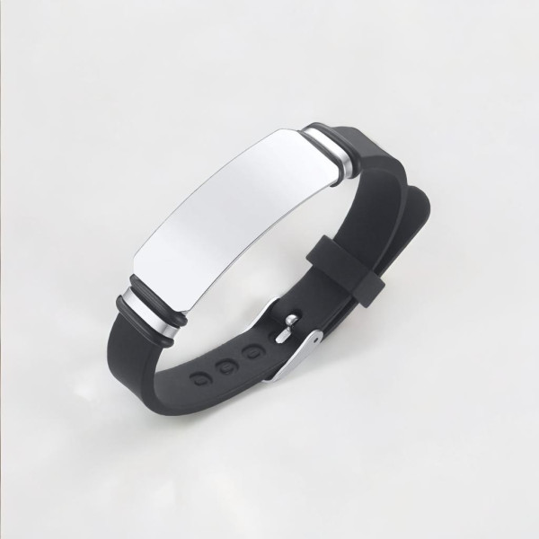 Bracelet personnalise homme reglable silicone gourmette graver