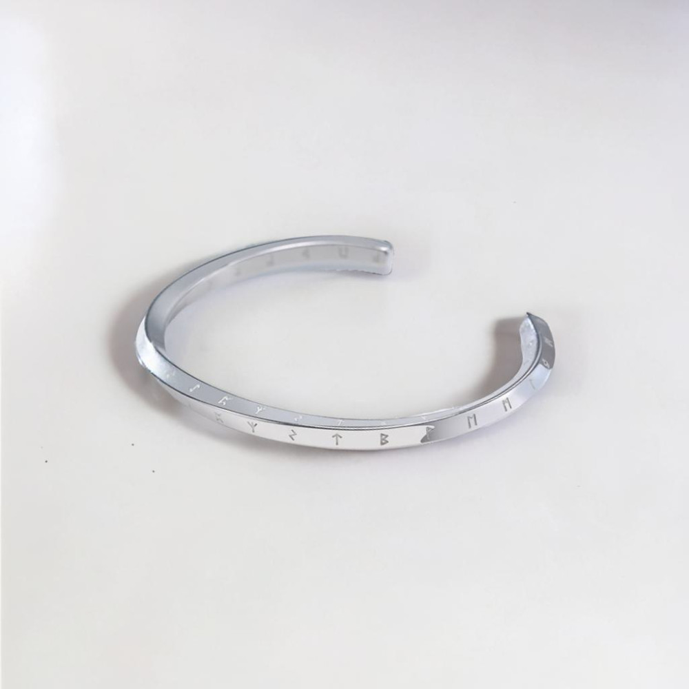 Bracelet personnalise jonc acier homme runes viking celtique