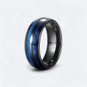 Bague mariage personnalisee tungstene noir lignes bleues bois