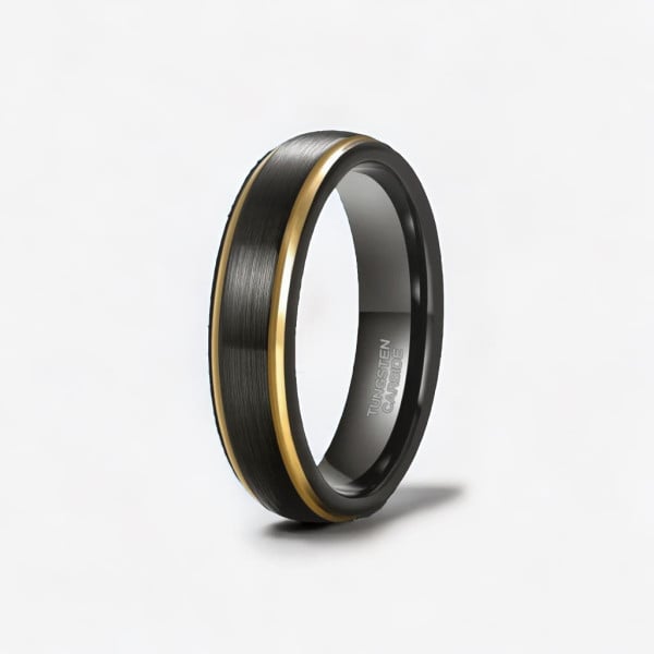 Fede nuziale in tungsteno con pennello nero personalizzabile