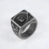 Bague chevaliere homme acier tete de mort faucille