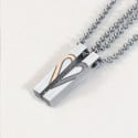 Pendentif Collier Couple Acier barre coeur - paire
