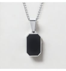 Pendentif personnalise collier homme femme couple resine noir acier personnaliser