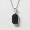 Stainless steel black resin necklace pendant custom engraving