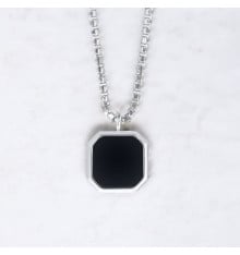 Pendentif personnalise homme Acier plaque collier onxy noir personnaliser