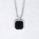 Colgante personalizado para hombre, placa de acero, collar onxy negro, personalizado