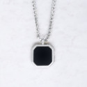 Men's Stainless Steel Black Onxy Inlay Necklace Pendant