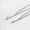 Stainless steel couple bar cubic zirconia inlay pendant custom engraving