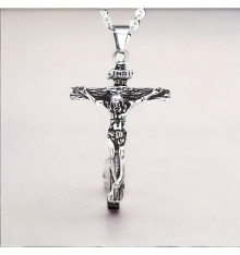 Ciondolo in acciaio crocifisso croce di Cristo da uomo