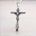 Men's Christ Cross Crucifix Stainless Steel Pendant Necklace