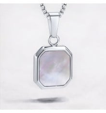 Men's Stainless Steel Abalone Custom engraving Pendant Necklace