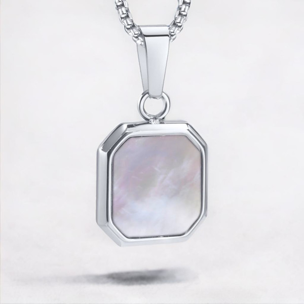 Colgante personalizado para hombre y mujer acero abulón nácar personalizar