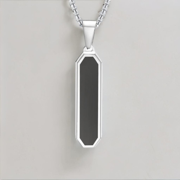 Pendentif personnalise collier homme femme couple barre resine noir acier personnaliser