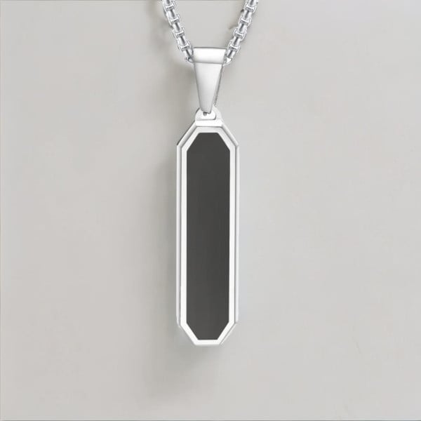 Pendentif personnalise collier homme femme couple barre resine noir acier personnaliser